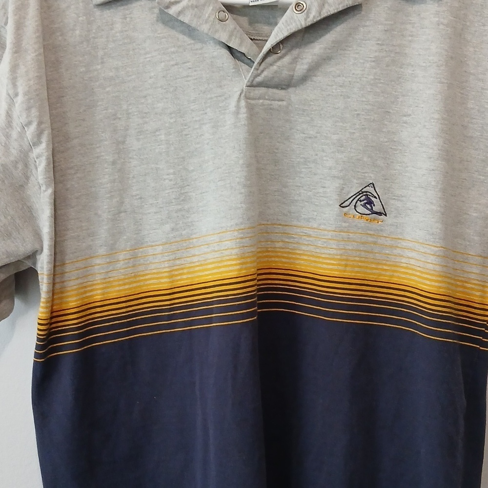 Curly Surf & Streetwear Blue & Gray Polo Casual Shirt Men's Size Medium - Picture 2 of 6